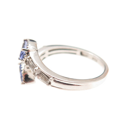 Chuck Clemency 925 Sterling Real Tanzanite White Topaz Adjustable Ring Size 8.75