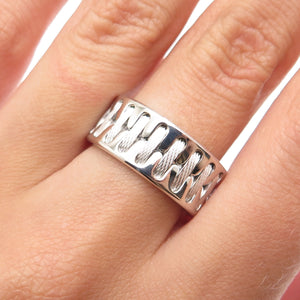 NEOS 925 Sterling Silver Textured Sewing Stitches Band Ring Size 8.25