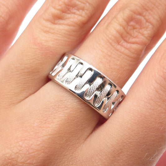 NEOS 925 Sterling Silver Textured Sewing Stitches Band Ring Size 8.25