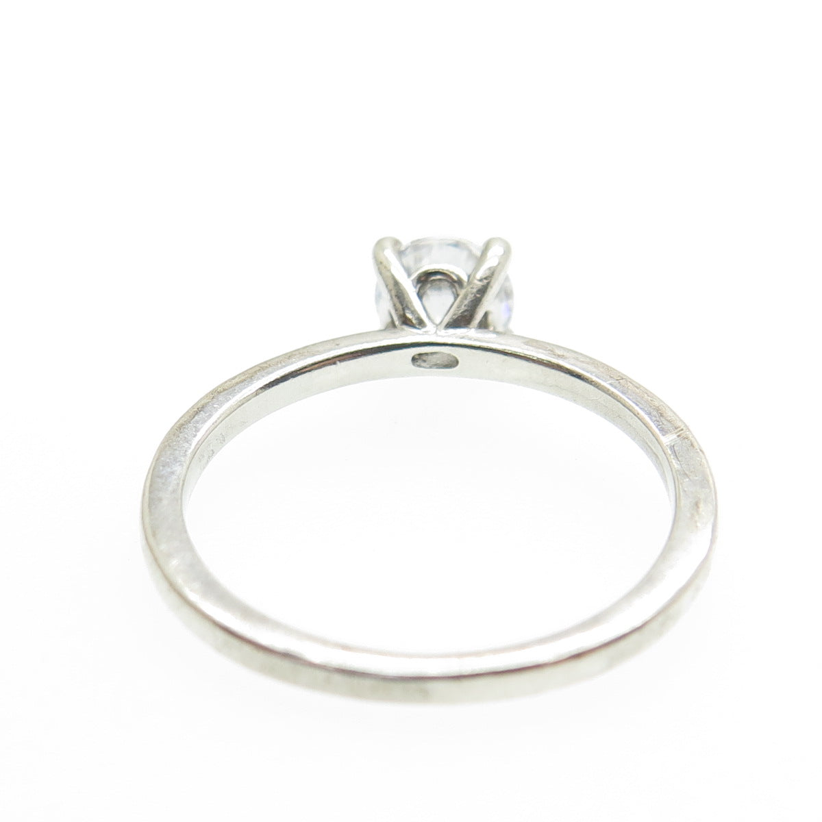 925 Sterling Silver Vintage Round-Cut C Z Engagement Ring Size 7.25