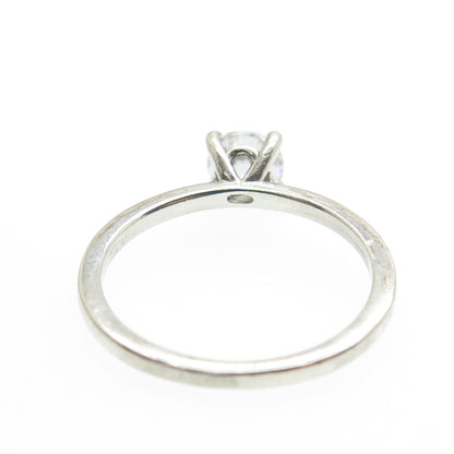 925 Sterling Silver Vintage Round-Cut C Z Engagement Ring Size 7.25