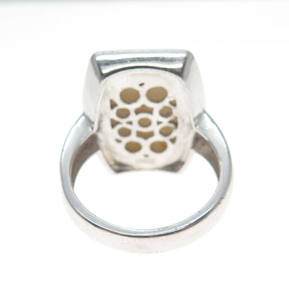 JH YOUNG 925 Sterling Silver Real Druzy Modernist Ring Size 8.25