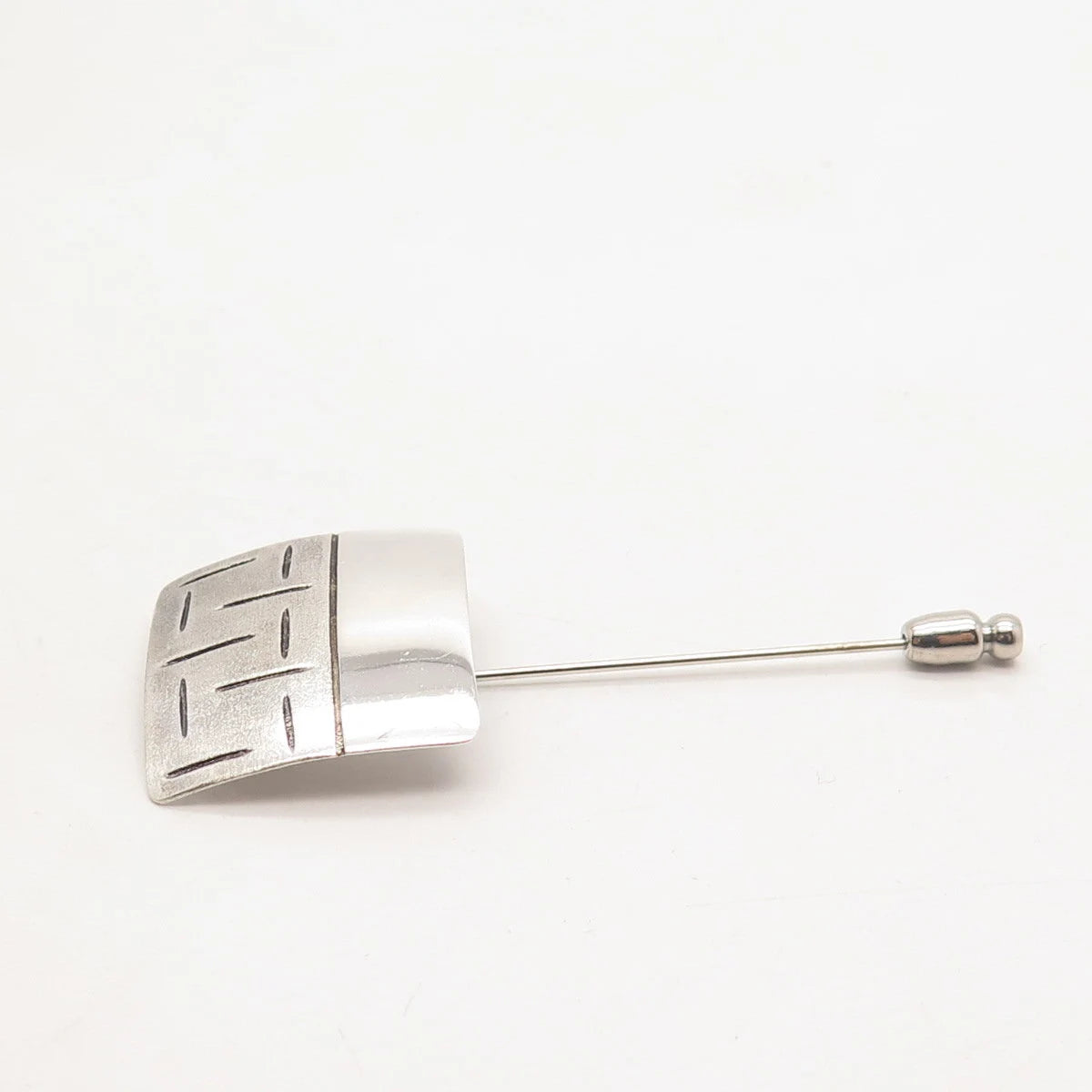 925 Sterling Silver Vintage Israel Textured Square Lapel Pin