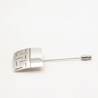 925 Sterling Silver Vintage Israel Textured Square Lapel Pin
