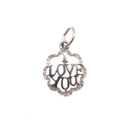 925 Sterling Silver Vintage I Love You Mini Charm Pendant