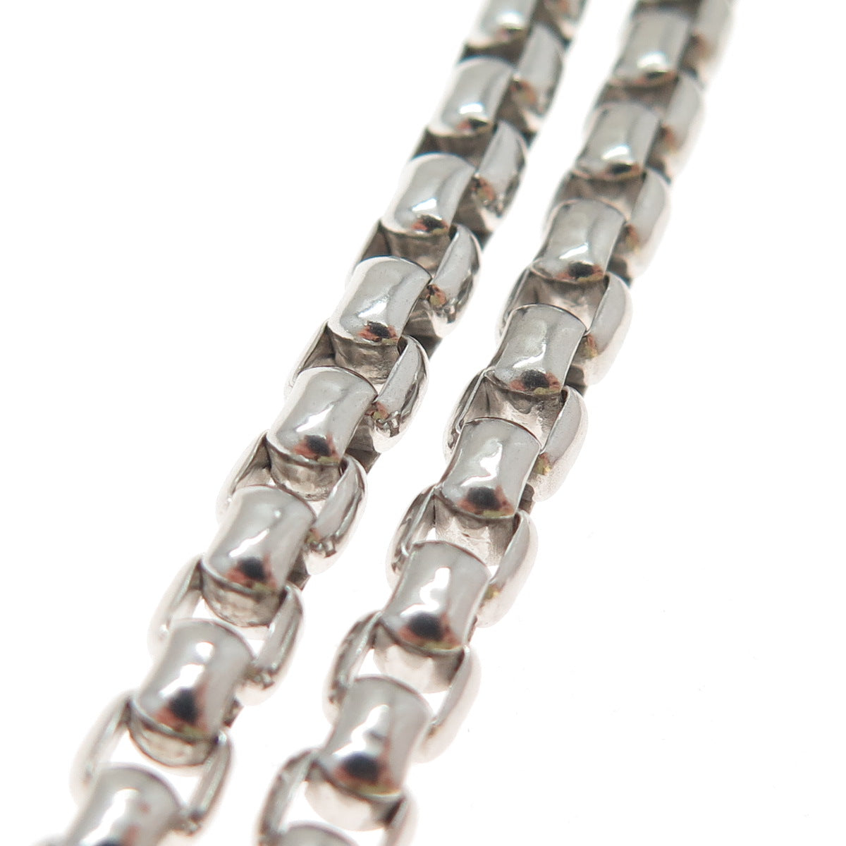 925 Sterling Silver Vintage Italy Round Box Chain Necklace 20"