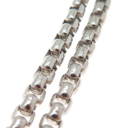 925 Sterling Silver Vintage Italy Round Box Chain Necklace 20"