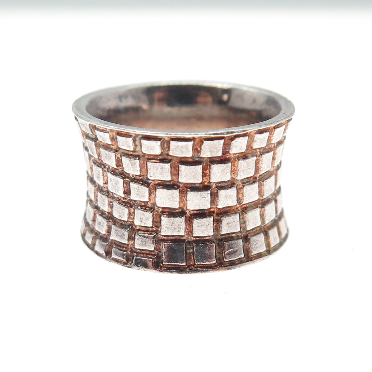 BOMA 925 Sterling Silver Vintage Geometric Oxidized Cigar Band Ring Size 7