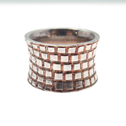 BOMA 925 Sterling Silver Vintage Geometric Oxidized Cigar Band Ring Size 7