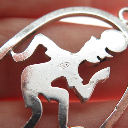 925 Sterling Silver Vintage Football Player Cartoon Character Charm Pendant