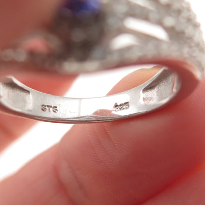 Chuck Clemency 925 Sterling Silver Real Tanzanite & White Topaz Ring Size 8.25
