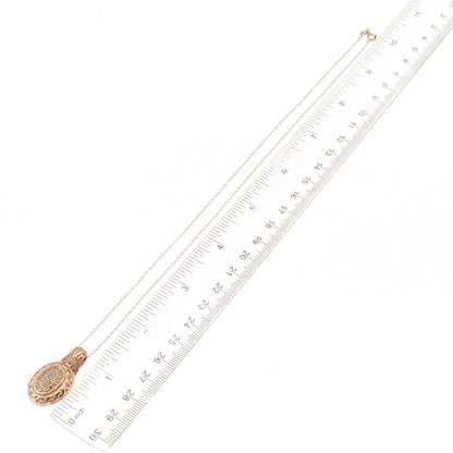 925 Sterling Silver Rose Gold Plated Real Diamond Cable Chain Necklace 18"