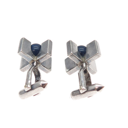 ANTONIO PINEDA 970 Silver Vintage Mexico Real Sodalite Modernist Cross Cufflinks