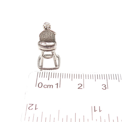 925 Sterling Silver Vintage Baby High Chair 3D Mini Charm Pendant