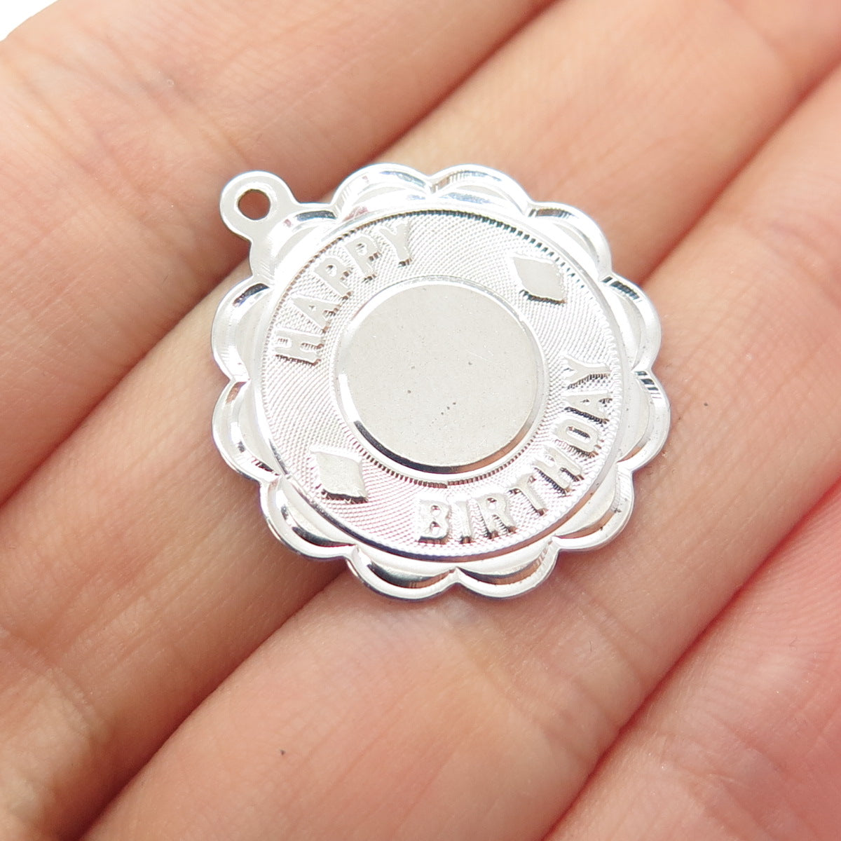 CREA 925 Sterling Silver Vintage Happy Birthday Charm Pendant