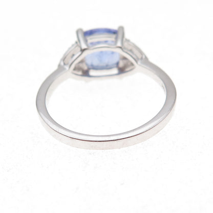 925 Sterling Silver Real Tanzanite & White Topaz Ring Size 8