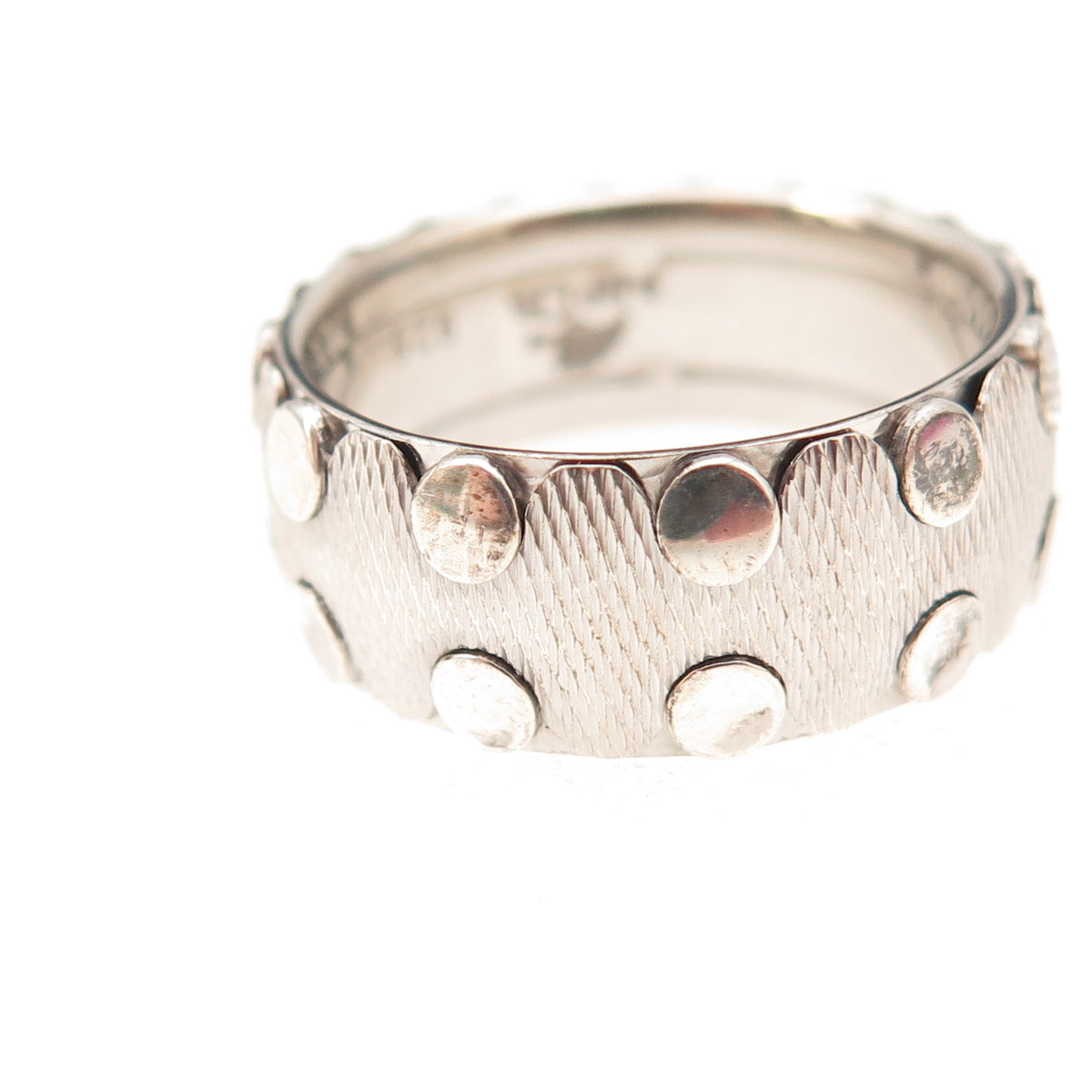 Neos 925 Sterling Silver Dotted Band Ring Size 7.75