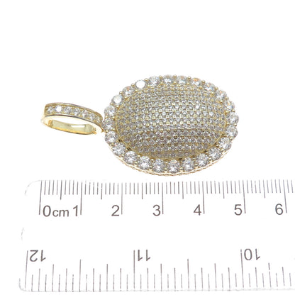 DESIGNS BY YAGI 925 Sterling Gold Plated Round-Cut Shaped C Z Sparkle Pendant