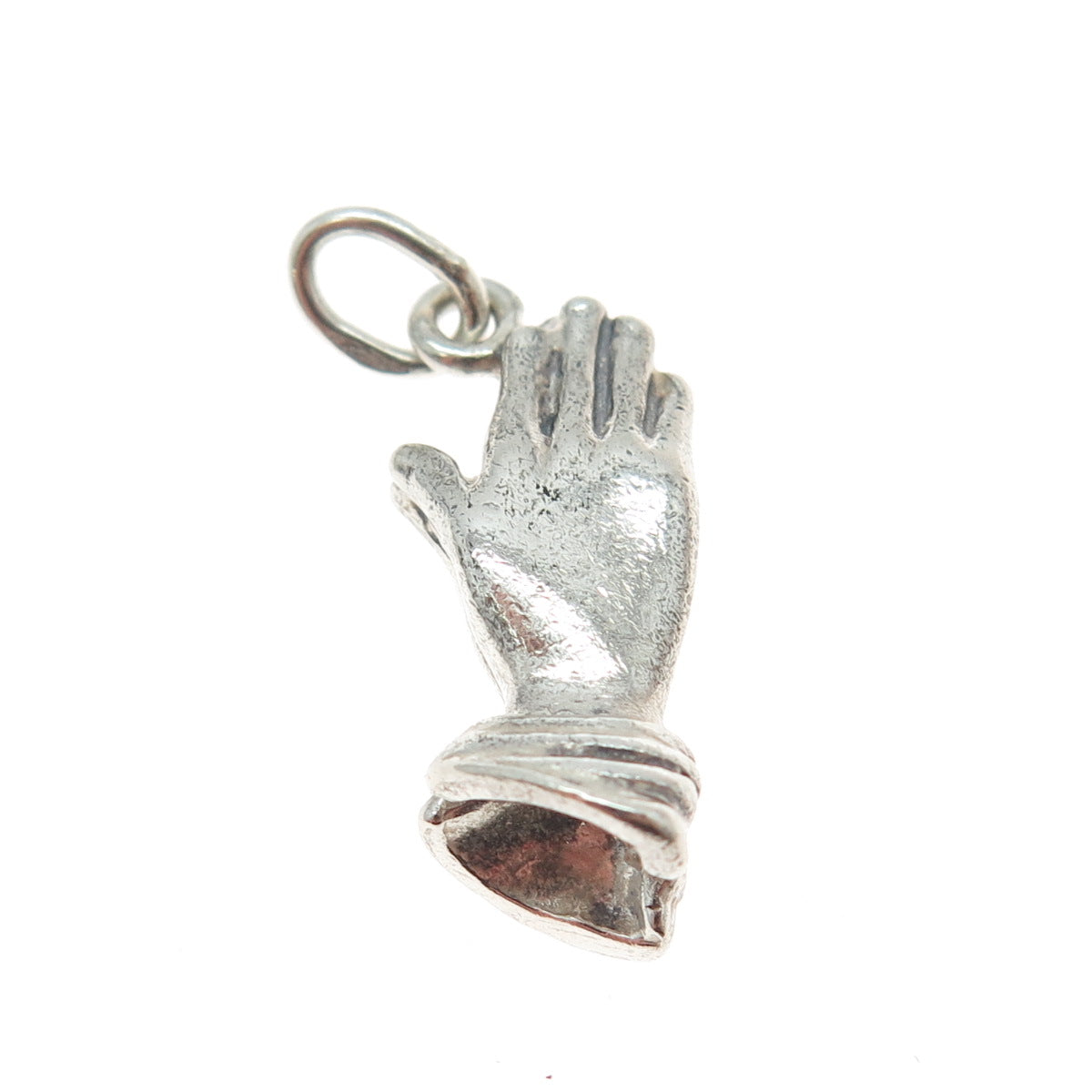 925 Sterling Silver Vintage Hands In Prayer 3D Charm Pendant