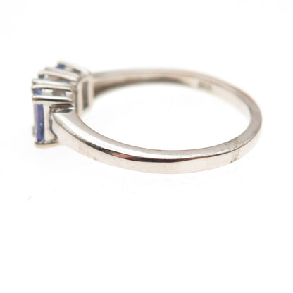 Chuck Clemency 925 Sterling Silver Real Emerald-Cut Tanzanite Ring Size 7.25