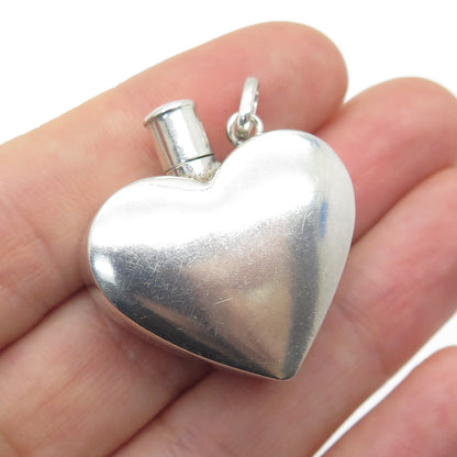 925 Sterling Silver Vintage Heart Perfume Bottle Chatelaine Pendant