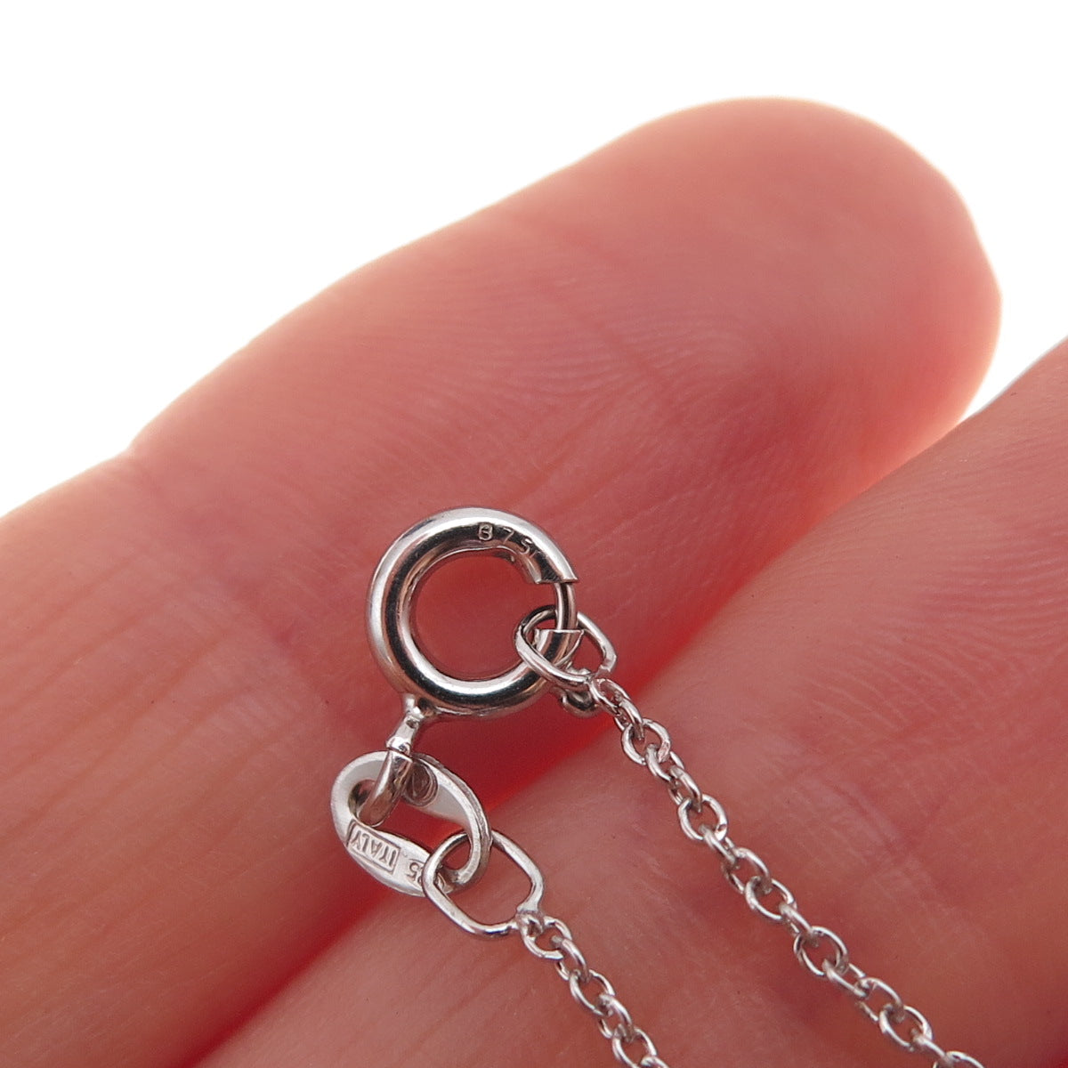 925 Sterling Silver Real Diamond & Sapphire Floral Cable Chain Necklace 18"