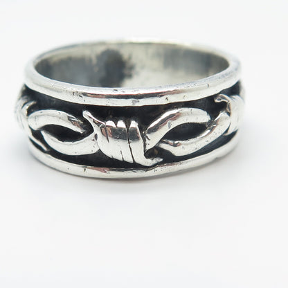 925 Sterling Silver Vintage Celtic Knot Handmade Band Ring Size 11.5