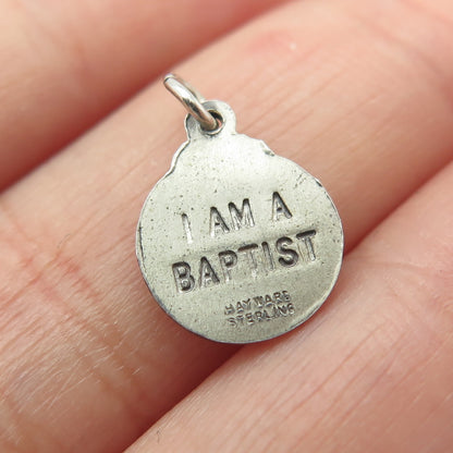 HAYWARD Sterling Silver Antique Psalm 95:6 "I Am A Baptist" Minimalist Pendant