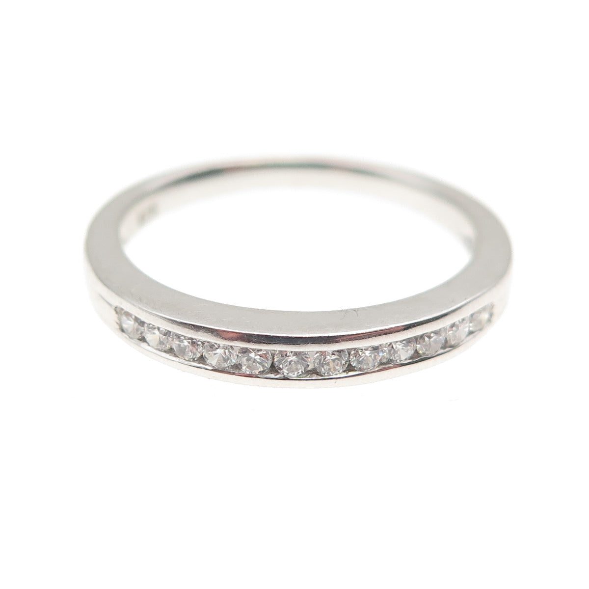 925 Sterling Silver Round-Cut C Z Half Eternity Band Ring Size 7