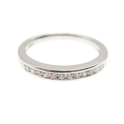 925 Sterling Silver Round-Cut C Z Half Eternity Band Ring Size 7