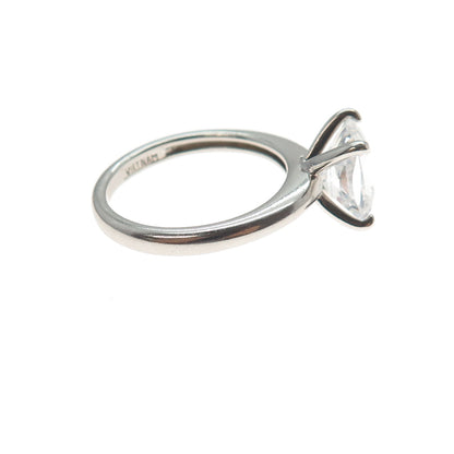 925 Sterling Silver Radiant-Cut C Z Engagement Ring Size 7.75