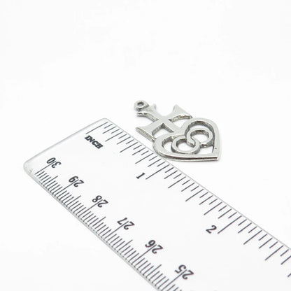 925 Sterling Silver Vintage Terra Sancta Guild Cross & Heart Pendant
