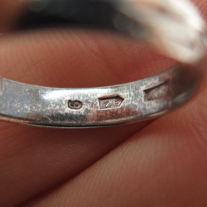 916 Silver Vintage European Diamond-Cut Oxidized Band Ring Size 7.5