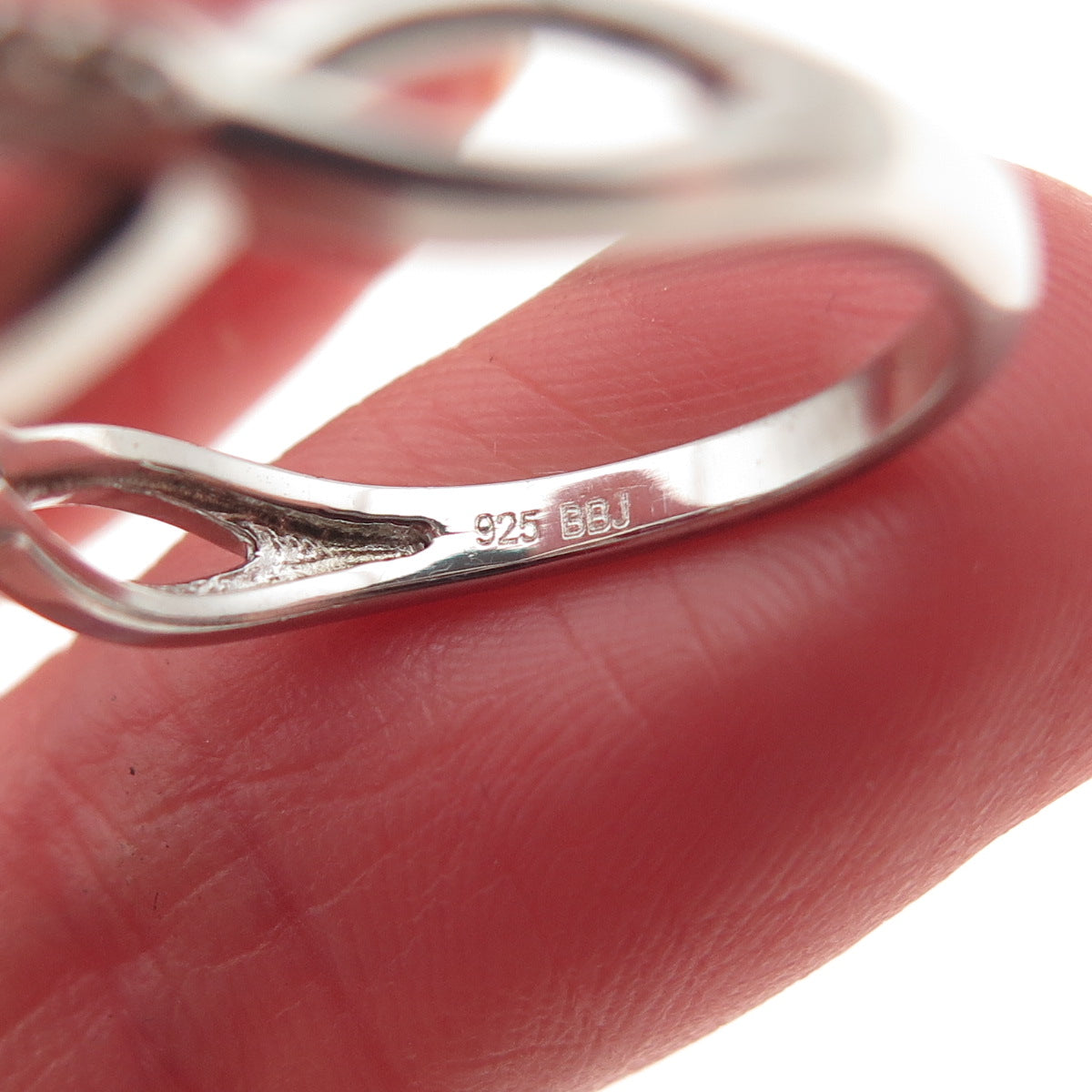 925 Sterling Silver Round-Cut Lab-Created Ruby & Real White Topaz Ring Size 7