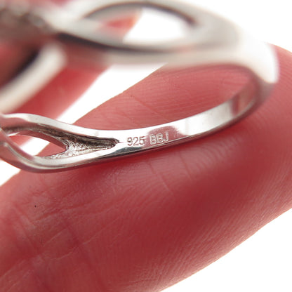 925 Sterling Silver Round-Cut Lab-Created Ruby & Real White Topaz Ring Size 7