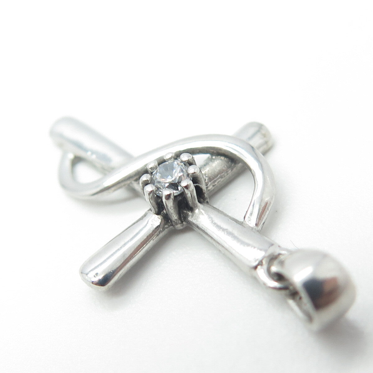 925 Sterling Silver Vintage C Z Cross Religious Pendant