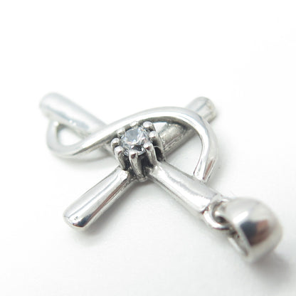 925 Sterling Silver Vintage C Z Cross Religious Pendant