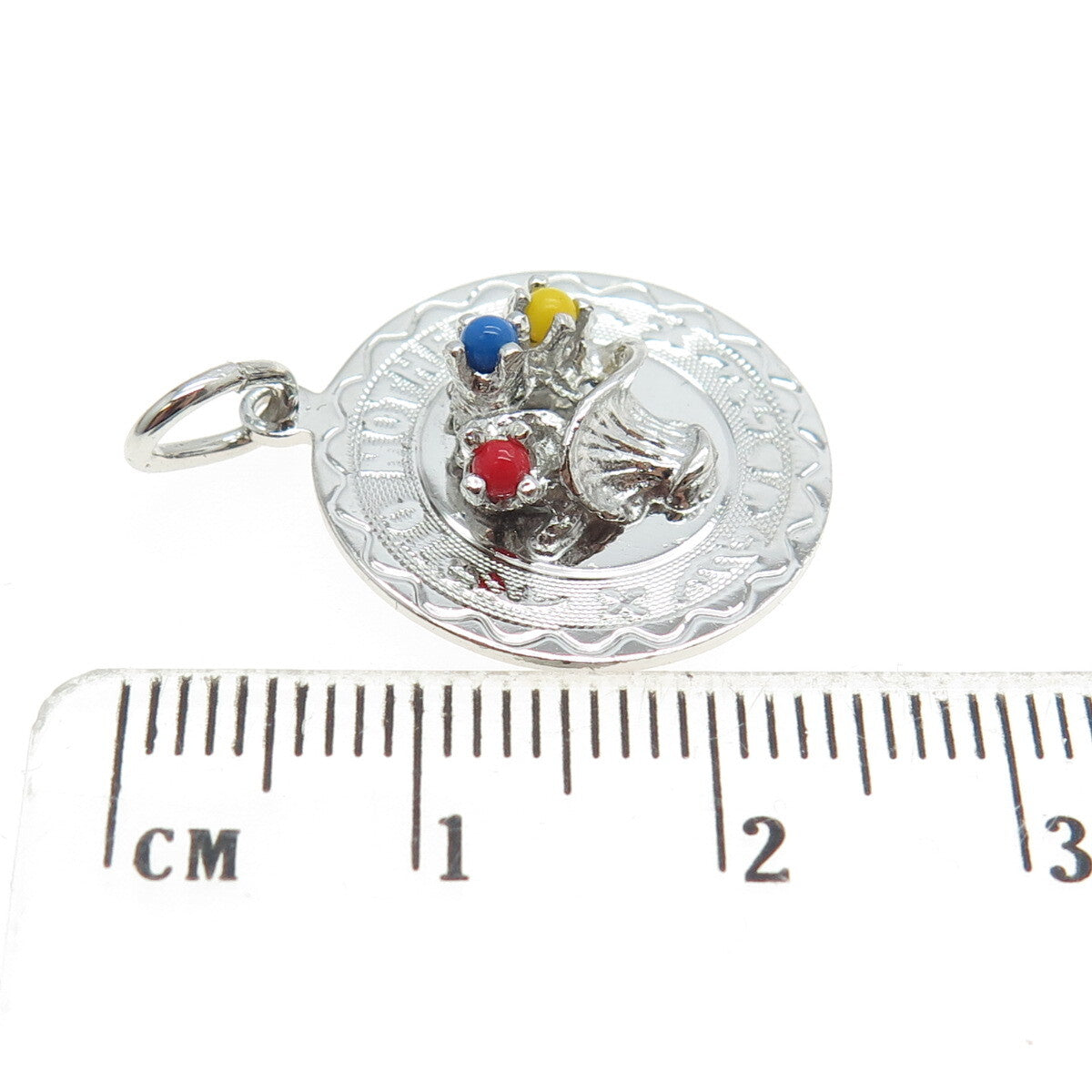 FORSTNER 925 Sterling Silver Vintage Glass "To Mother" Floral Basket Pendant