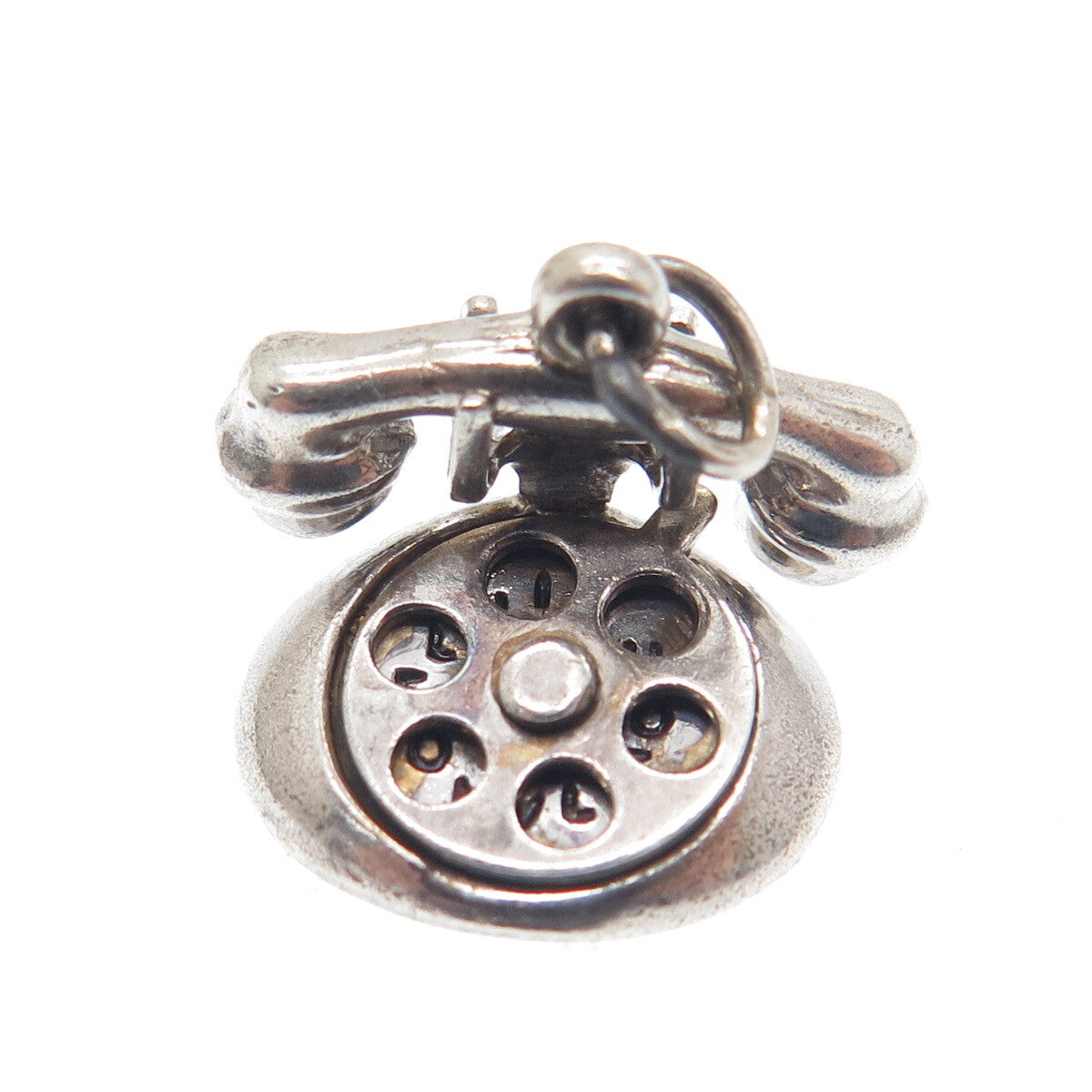 925 Sterling Silver Antique "I Love You" Rotary Telephone Minimalist Pendant