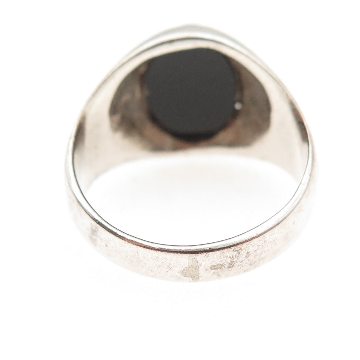 800 Silver Vintage Egypt Real Black Onyx Oxidized Ring Size 11