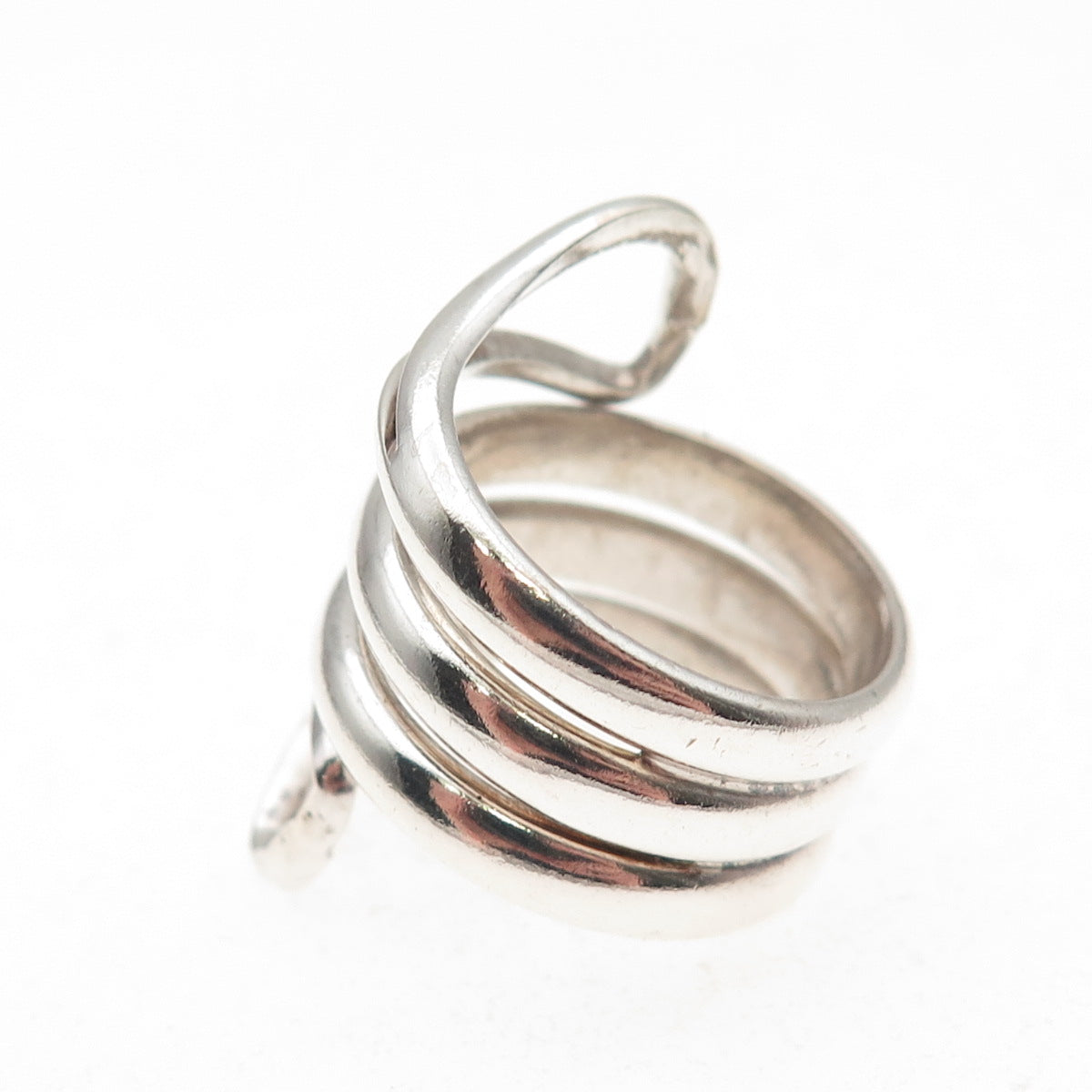 925 Sterling Silver Vintage Modernist Wrap Ring Size 6