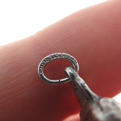 WELLS 925 Sterling Silver Vintage Swordfish Oxidized 3D Charm Pendant