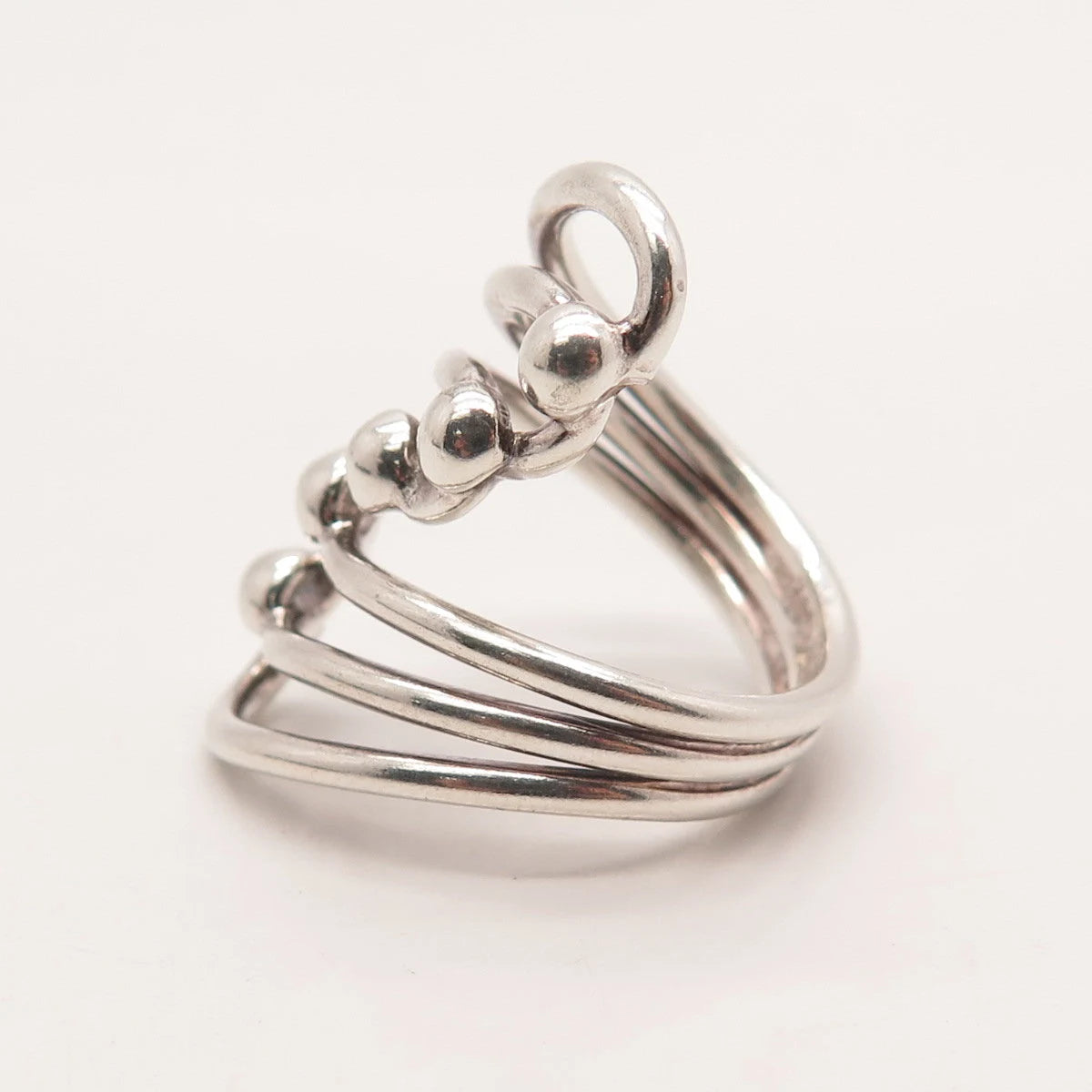 925 Sterling Silver Vintage Beaded Statement Ring Size 6.25