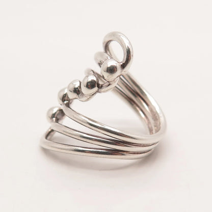 925 Sterling Silver Vintage Beaded Statement Ring Size 6.25