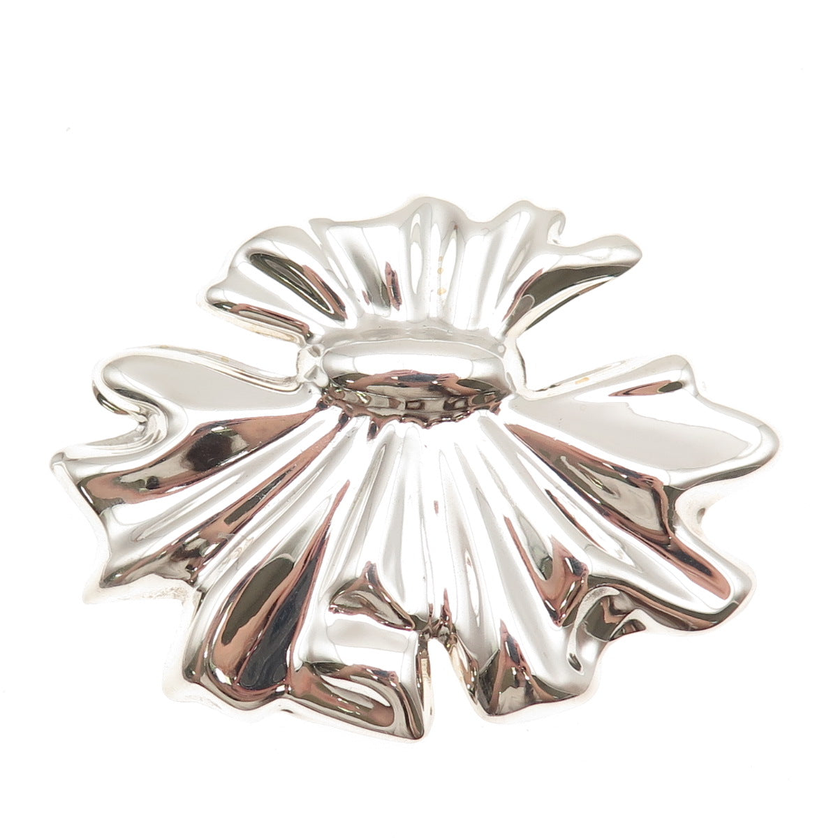 925 Sterling Silver Vintage Mexico Floral Repousse Pin Brooch / Pendant