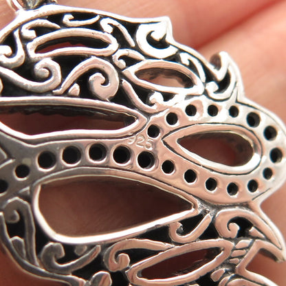 925 Sterling Silver Vintage Ornate Abstract Pendant