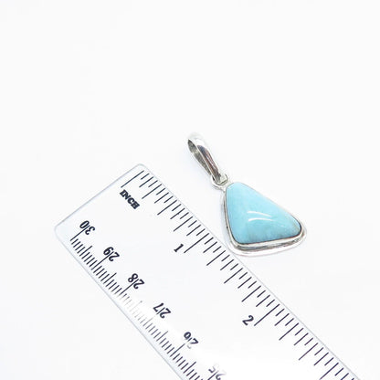 925 Sterling Silver Vintage Real Larimar Gemstone Pendant