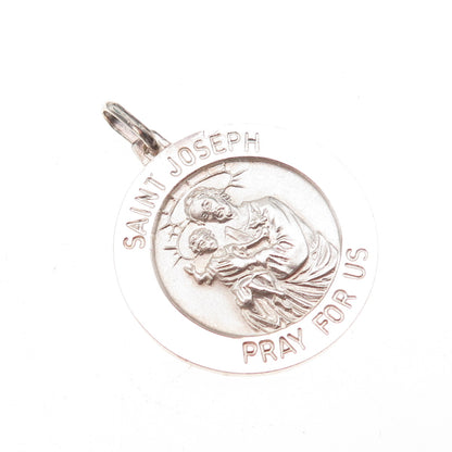 925 Sterling Silver Vintage Italy Saint Joseph Religious Charm Pendant