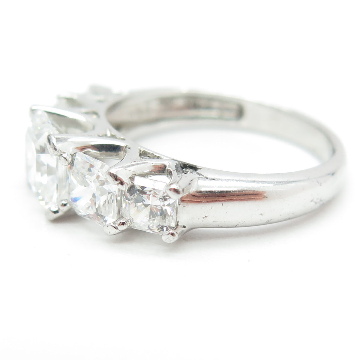 925 Sterling Silver Octagon-Cut C Z Engagement Ring Size 8