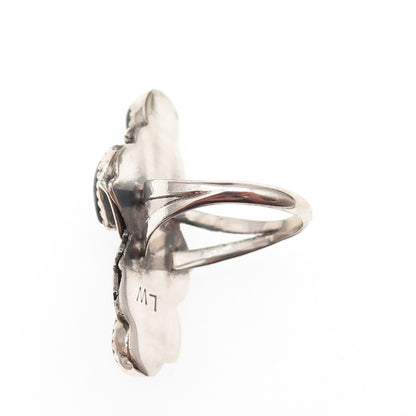 Lisa Williams Navajo Old Pawn Sterling Silver Vintage Black Onyx Ring Size 7.5